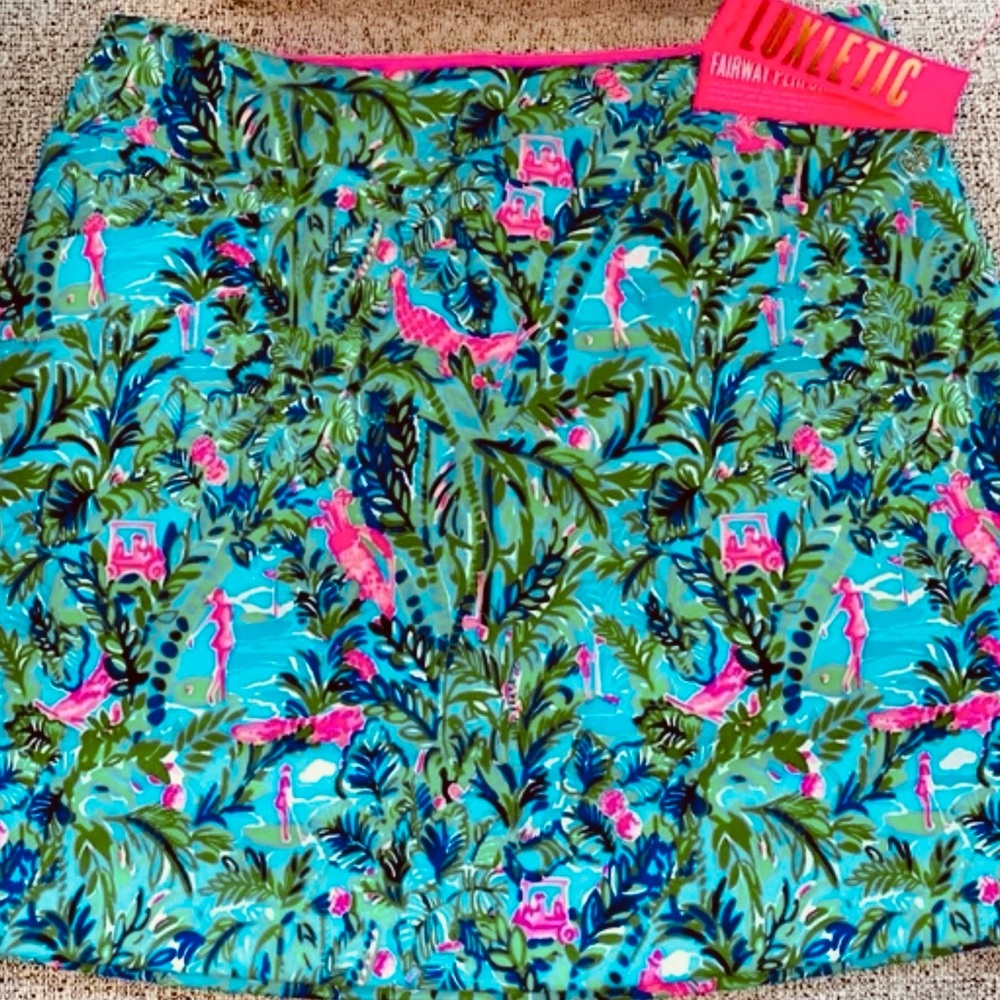 Lilly Pulitzer Tropical Blue and Pink Par Fection Golf  Skort